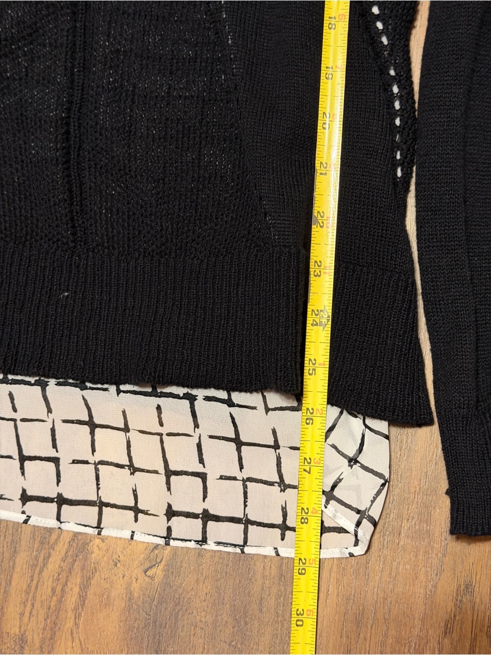 Apt. 9 Black Layered Open-Knit Crewneck Sweater - Picture 8 of 9